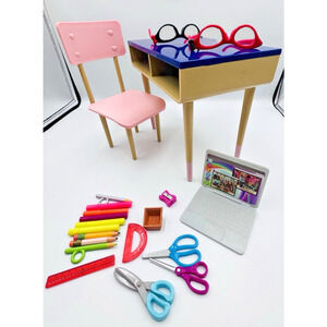 Our Generation by Battat Desk Accessory Set 18" Dolls Chair Laptop Teacher Misc